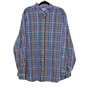 Crown Ivy Preppy Madras‎ Plaid Button Down Stretch Dress Shirt Mens 2XLT Classic